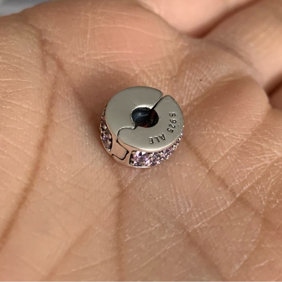 Authentic Retired Pandora CZ Bling Sparkling Charm Safety Clip Stopper Spacer - Picture 4 of 11